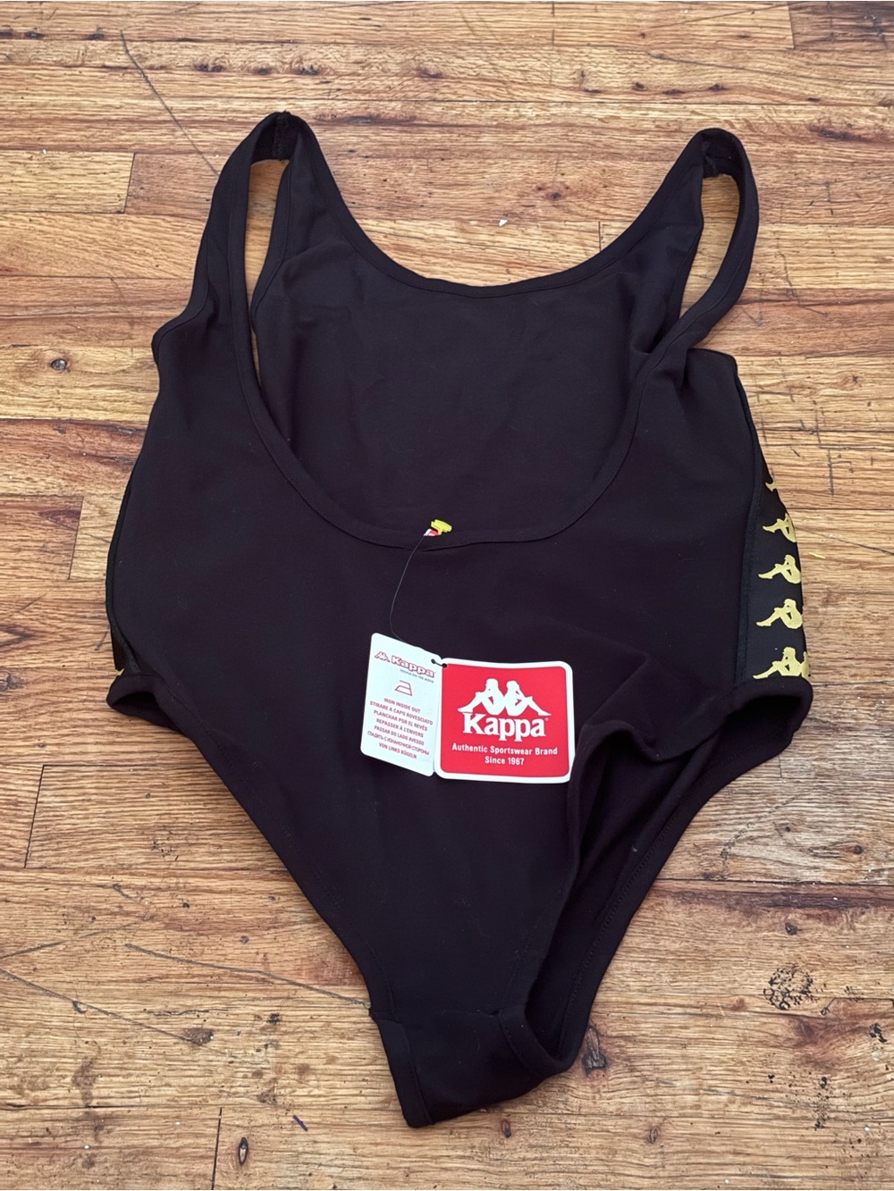 Kappa Black Bodysuit with Gold Logo Trim - Picture 2 of 4